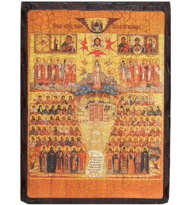 Иконы Собор Рязанских святых икона на дереве под старину (22 х 30 см)