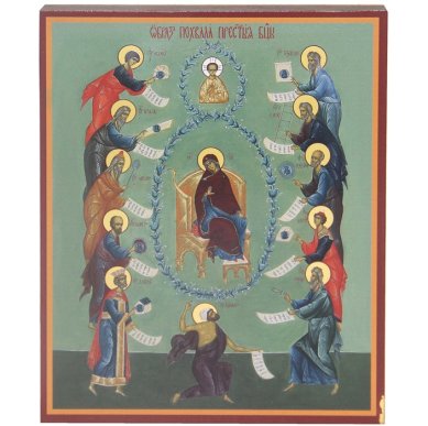 Иконы Похвала Божией Матери икона на дереве, ручная работа (12,7 х 15,8 см)