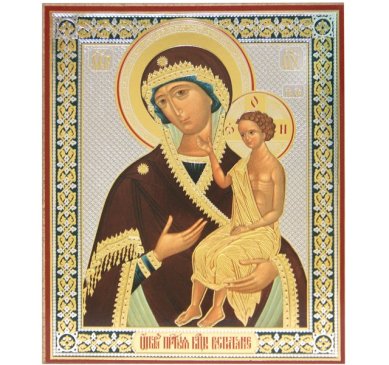 Иконы Воспитание икона Божией Матери на планшете (6 х 7,5 см, Софрино)