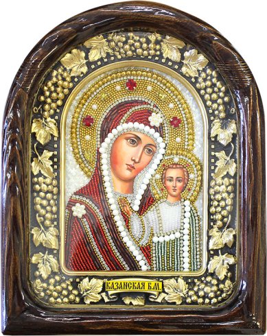 Иконы Казанская икона Божией Матери из бисера (18,5 х 23)