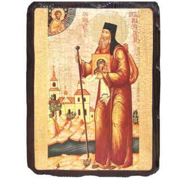 Иконы Леонид Устьнедумский, икона на дереве под старину (18 х 27 см) 