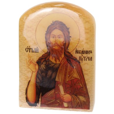 Иконы Иоанн Предтеча, икона настольная из селенита (45 х 30 х 65 мм, 65 г)