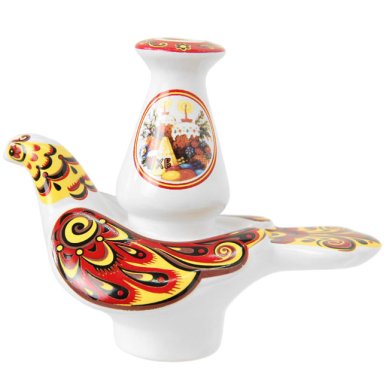 Утварь и подарки Подсвечник-голубь пасхальный «Куличи и яйца» (фарфор)