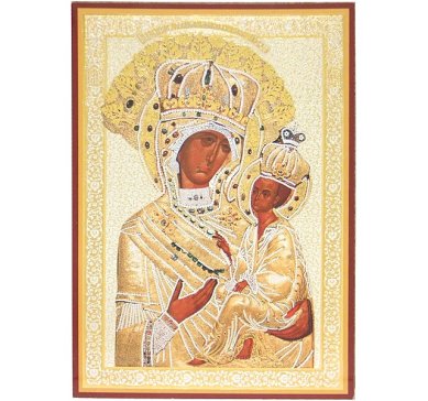 Иконы Тихвинская икона Божией Матери на оргалите (11 х 15,5 см, Софрино)