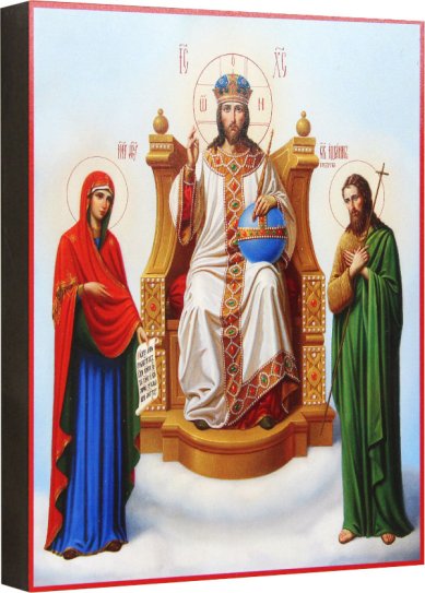 Иконы Иисус Христос, Богородица, Иоанн Предтеча, икона на МДФ, гладкая (12,7 х 15,8 см)