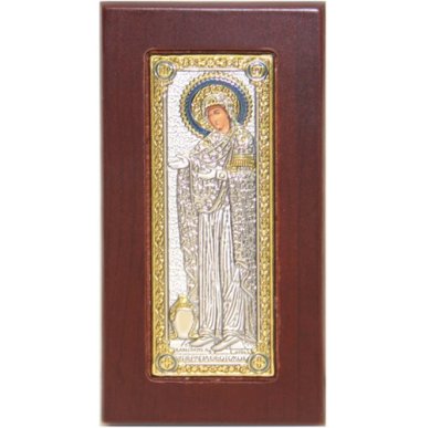 Иконы Геронтисса икона Божией Матери в серебряном окладе на пластике (5 х 9 см)