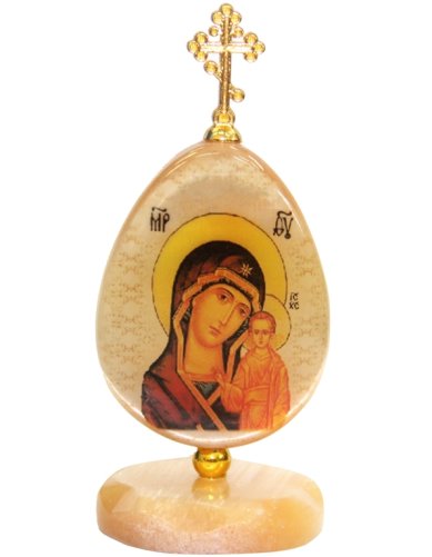 Иконы Икона из селенита на подставке «Казанская Божия Матерь» (4,5 х 10 см) 