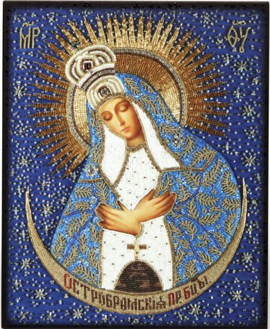 Иконы Остробрамская икона Божией Матери, на доске 13 х 15 объёмная печать, лак