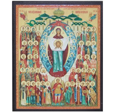 Иконы Собор воинов икона (13 х 16 см, Софрино)
