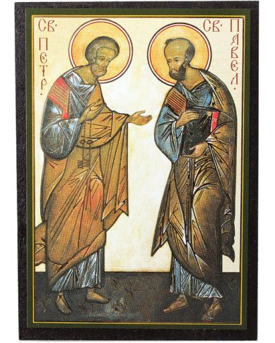 Иконы Петр и Павел Апостолы икона на МДФ (6,3 х 9 см)