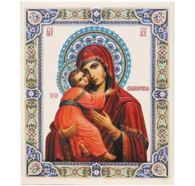 Иконы Владимирская икона БМ на подставке (13 х 15,5 см, Софрино)