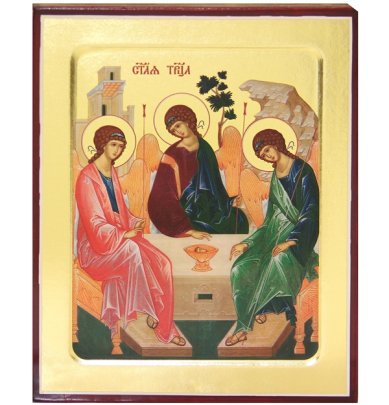 Иконы Троица Святая икона на дереве (12,5 х 16 см)