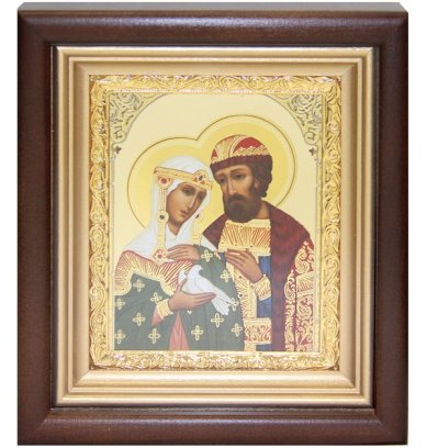 Иконы Петр и Феврония святые князья икона в киоте (10,5 х 16 см)