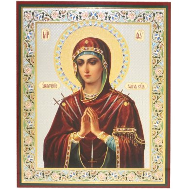 Иконы Умягчение злых сердец икона Божией Матери на оргалите (18 х 22 см, Софрино)