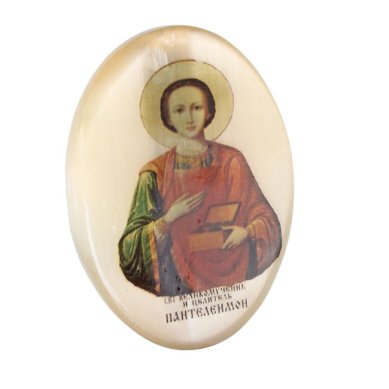 Иконы Икона автомобильная из селенита «Пантелеимон Целитель» (4 х 5,5 см)