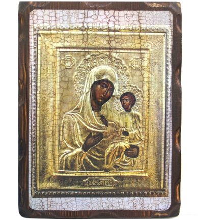 Иконы Ташлинская икона Божией Матери (Избавительница от бед) на доске под старину (18 х 24 см)