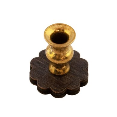 Утварь и подарки Подсвечник латунный с деревянным основанием