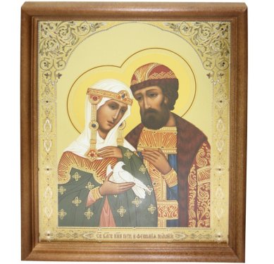Иконы Петр и Феврония св.князья икона на дереве (20 х 24 см, Софрино)