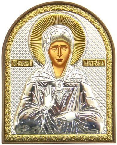 Иконы Матрона Московская икона в серебряном окладе на пластике (8,5 х 10,5 см)