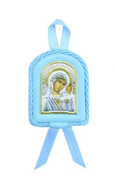 Иконы Казанская икона Божией Матери детская, в серебряном окладе (7 х 9 см)