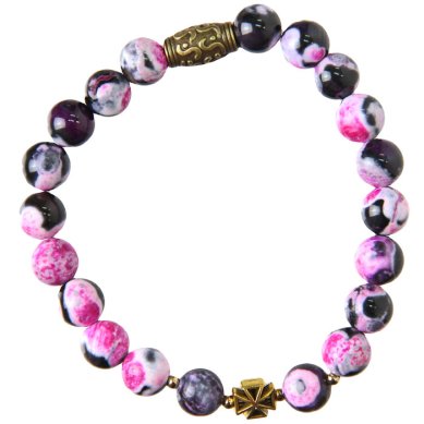 Утварь и подарки Четки-браслет 20 зерен из камня «Тибетский агат» с крестом 