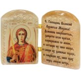 Иконы Икона из селенита «Архангел Михаил» с молитвой (9 х 6,5 см)