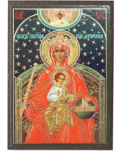Иконы Державная икона Божией Матери на МДФ (6,3 х 9 см)