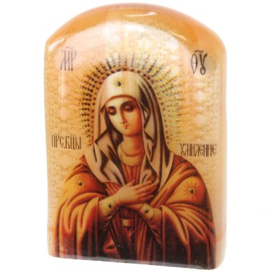 Иконы Умиление, икона настольная из селенита (45 х 30 х 65 мм, 65 г)