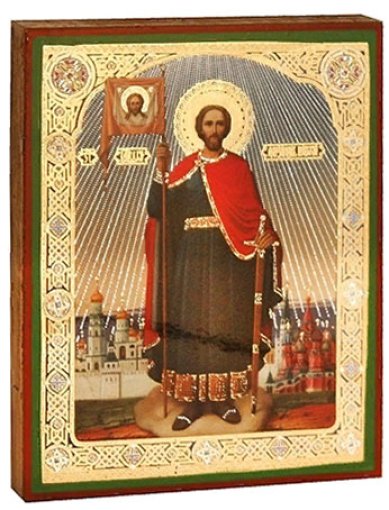 Иконы Александр Невский святой князь икона, литография на дереве (9 х 11 см)