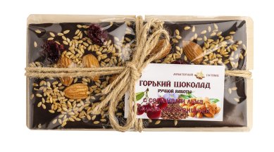 Натуральные товары Шоколад ручной работы Монастырский гостинец горький с семенами льна, миндалём и вишней  (100 г)