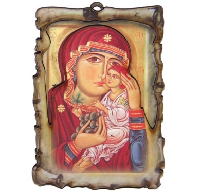 Иконы Неувядаемая Лоза икона Божией Матери (Ты еси Лоза Виноградная) вырезная (6,5 х 9,5 см)