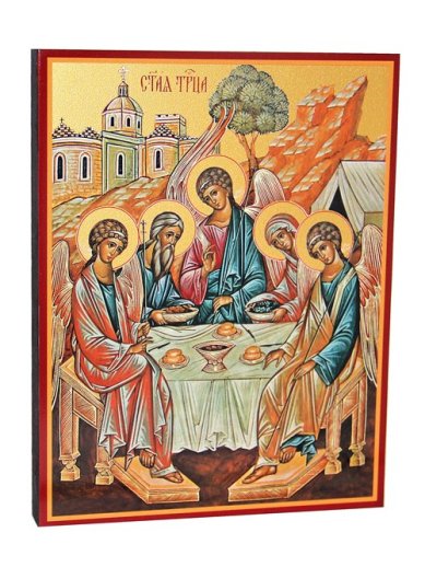 Иконы Троица Святая икона на дереве, ручная работа (14 х 18 см)