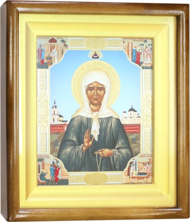 Иконы Матрона Московская святая блаженная икона в киоте аналойная, 25 х 29 см