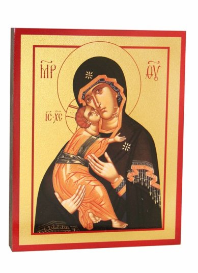 Иконы Владимирская икона Божией Матери на дереве, ручная работа (12,7 х 15,8 см)
