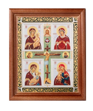 Иконы Четырехчастная икона Божией Матери под стеклом (11х13 см)