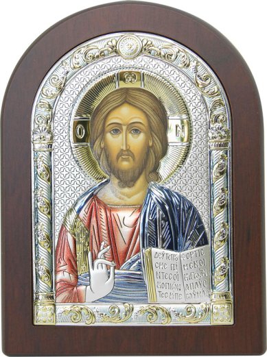 Иконы Иисус Христос, икона в серебряном окладе, ручная работа (12 х 16 см)