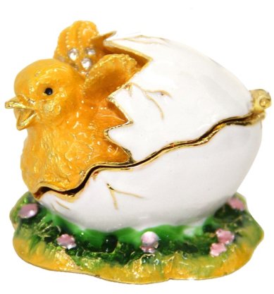 Утварь и подарки Яйцо-шкатулка с цыпленком (5 х 4,5 х 4,8 см)