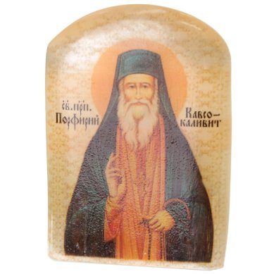 Иконы Порфирий Кавсокаливит, икона настольная из селенита (45 х 30 х 65 мм, 65 г)