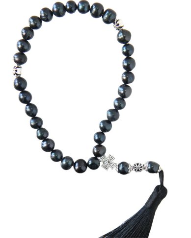 Утварь и подарки Четки 30 звеньев из речного жемчуга с кисточкой, черные