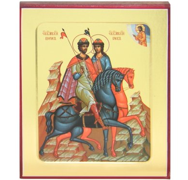 Иконы Борис и Глеб блаженные князья икона на дереве (12,5 х 16 см)