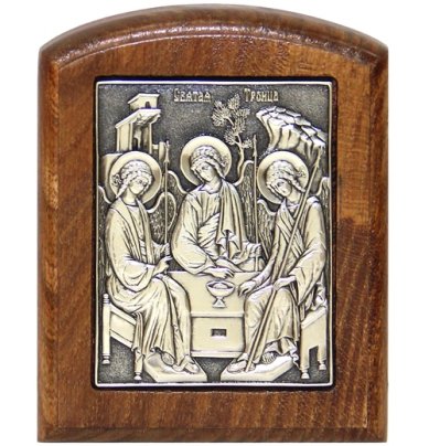 Иконы Троица Святая икона, ручная работа (7,5 х 9,5 см)