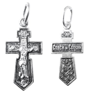 Ювелирные изделия Крест из серебра 925, частичное чернение, проба