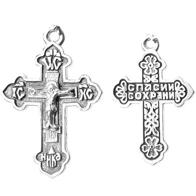 Ювелирные изделия Крест из серебра 925, частичное чернение, проба