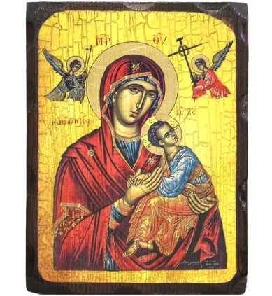 Иконы Страстная икона Божией Матери на дереве под старину (18 х 24 см)