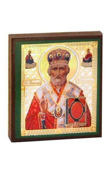 Иконы Николай Чудотворец икона, литография на дереве (6х7 см, Тиль)