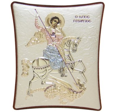 Иконы Георгий Победоносец икона в серебряном окладе, ручная работа (8 х 10 cм) 