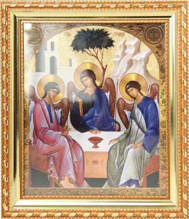 Иконы Троица Святая икона в багетной рамке (18,5 х 21,5 см)