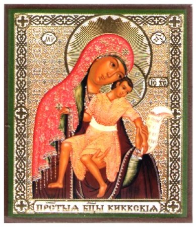 Иконы Кикская икона Божией Матери на дереве (6х7 см, Тиль)