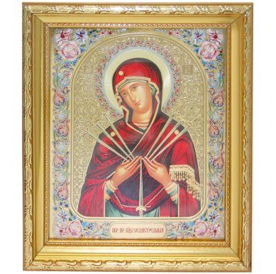 Иконы Семистрельная икона Божией Матери в багетной рамке (18,5 х 21,5 см)